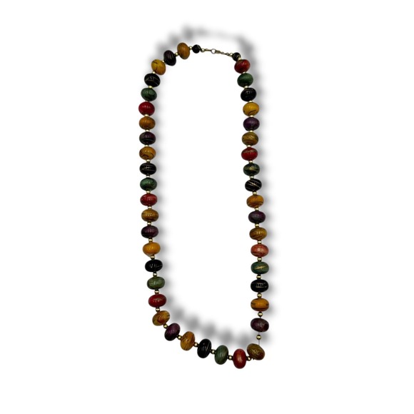 Jewelry - Vintage‎ Beaded Necklace Women Multicolor Boho Gold Accents
